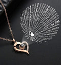 I Love You Necklace – 100 Languages Heart Pendant Gift for Women